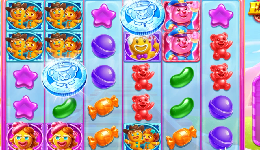 Close-up of Jelly Express candy and gingerbread reels representing Pragmatic Play games in the 1Win lobby