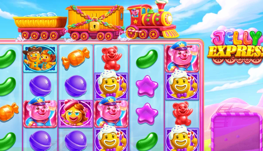 The Jelly Express candy train and logo