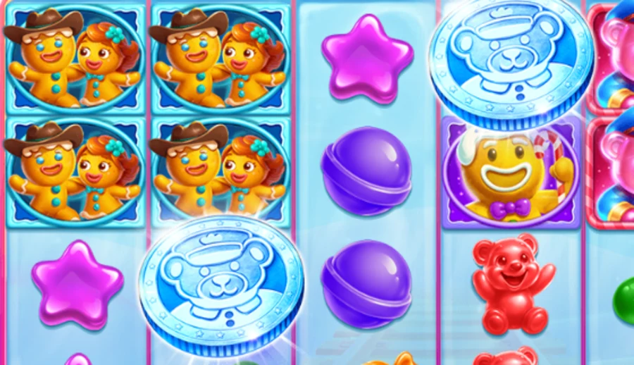 Jelly Express premium symbols: gummy-bear conductor and gingerbread characters